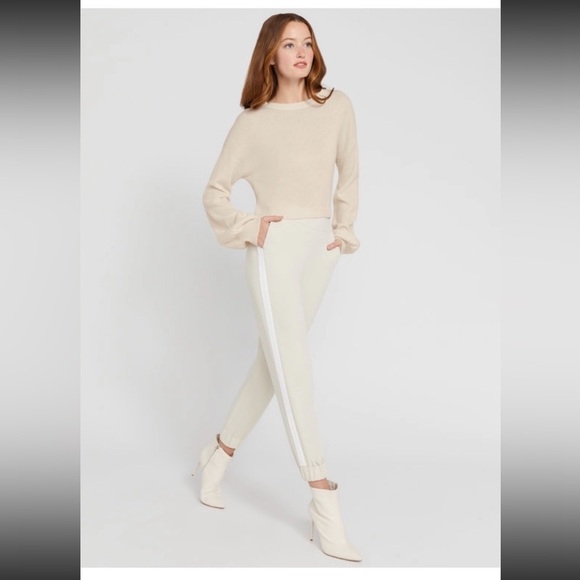 Alice + Olivia | Pete Jogger Pants Side Stripe Cream Pockets NWT Large - Picture 4 of 12